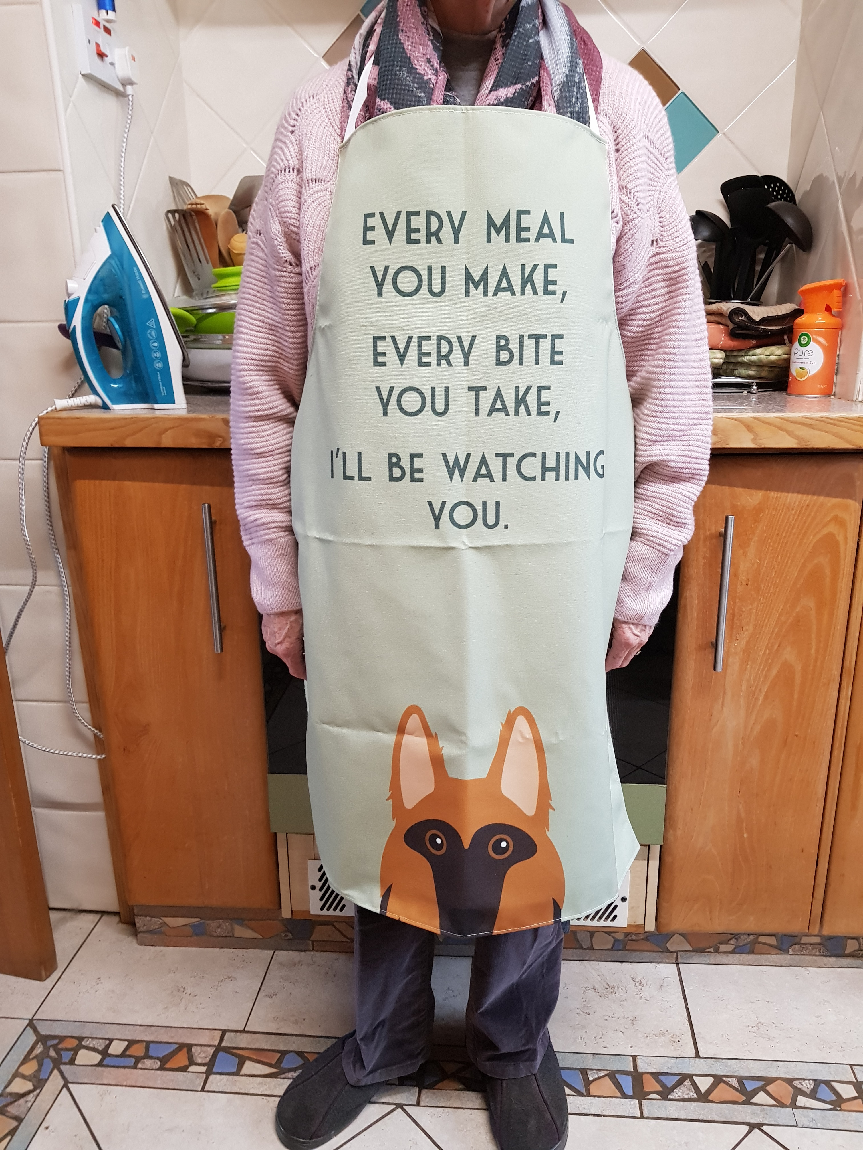 Customer photo of I'll Be Watching You: Personalized Lhasapoo Apron
