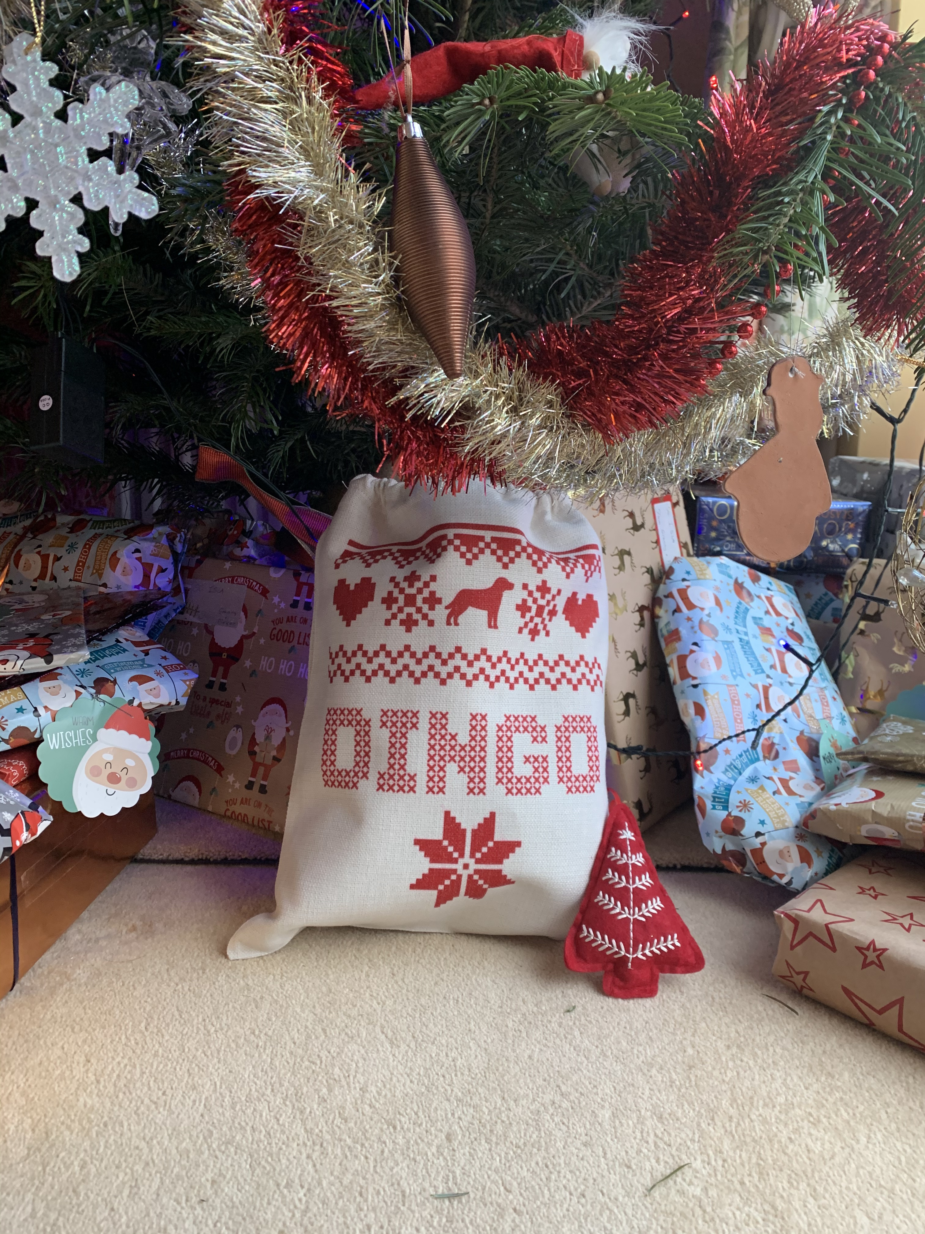 Customer photo of Christmas Jumper: Personalized Dog Santa Sack