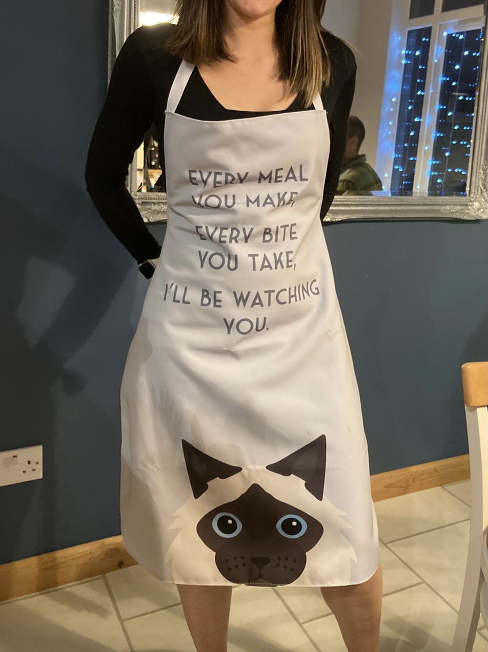 Customer photo of I'll Be Watching You: Personalized Cat Apron
