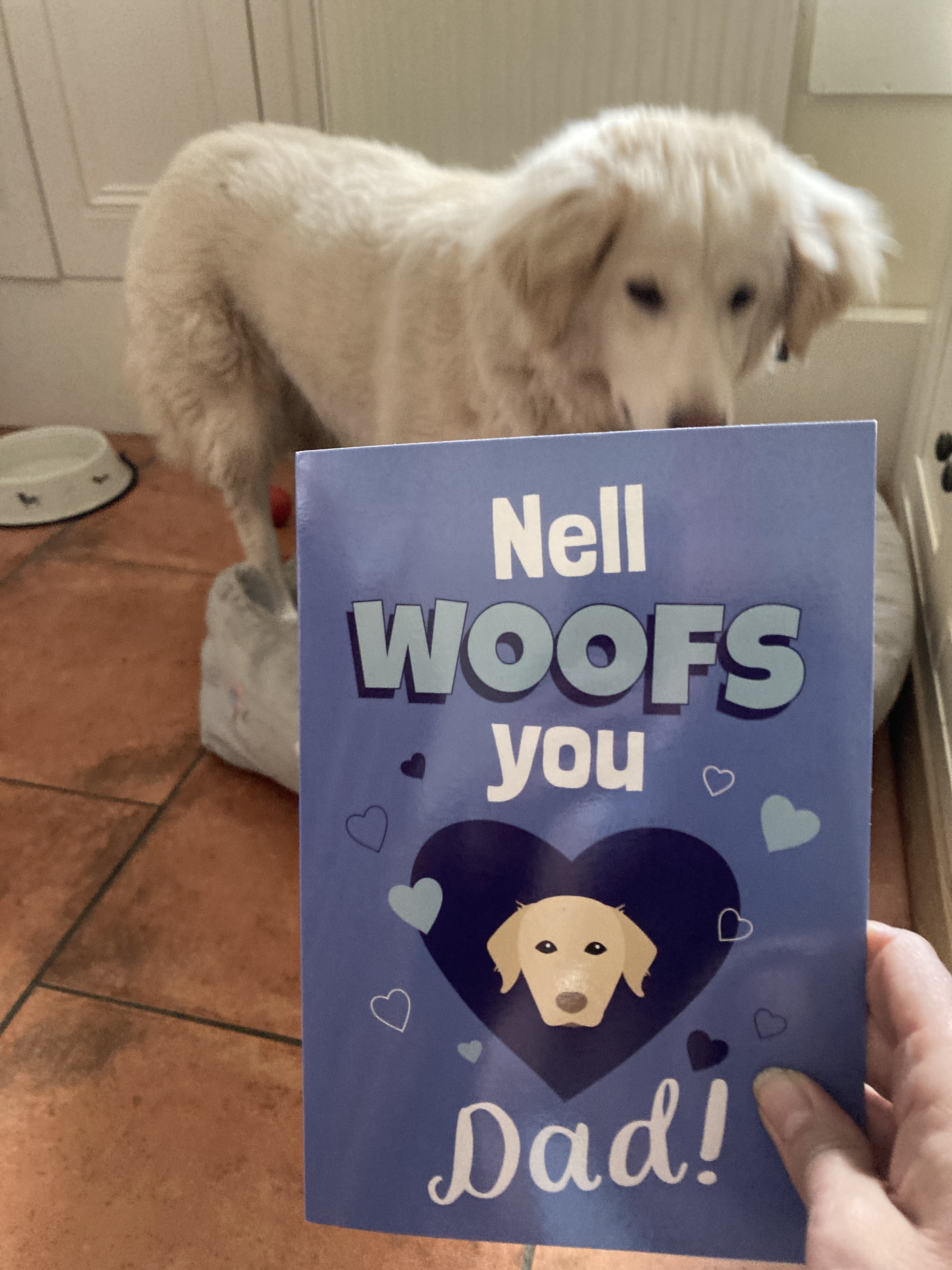 Customer photo of 'I Woof You Dad' - Personalised Dog Card