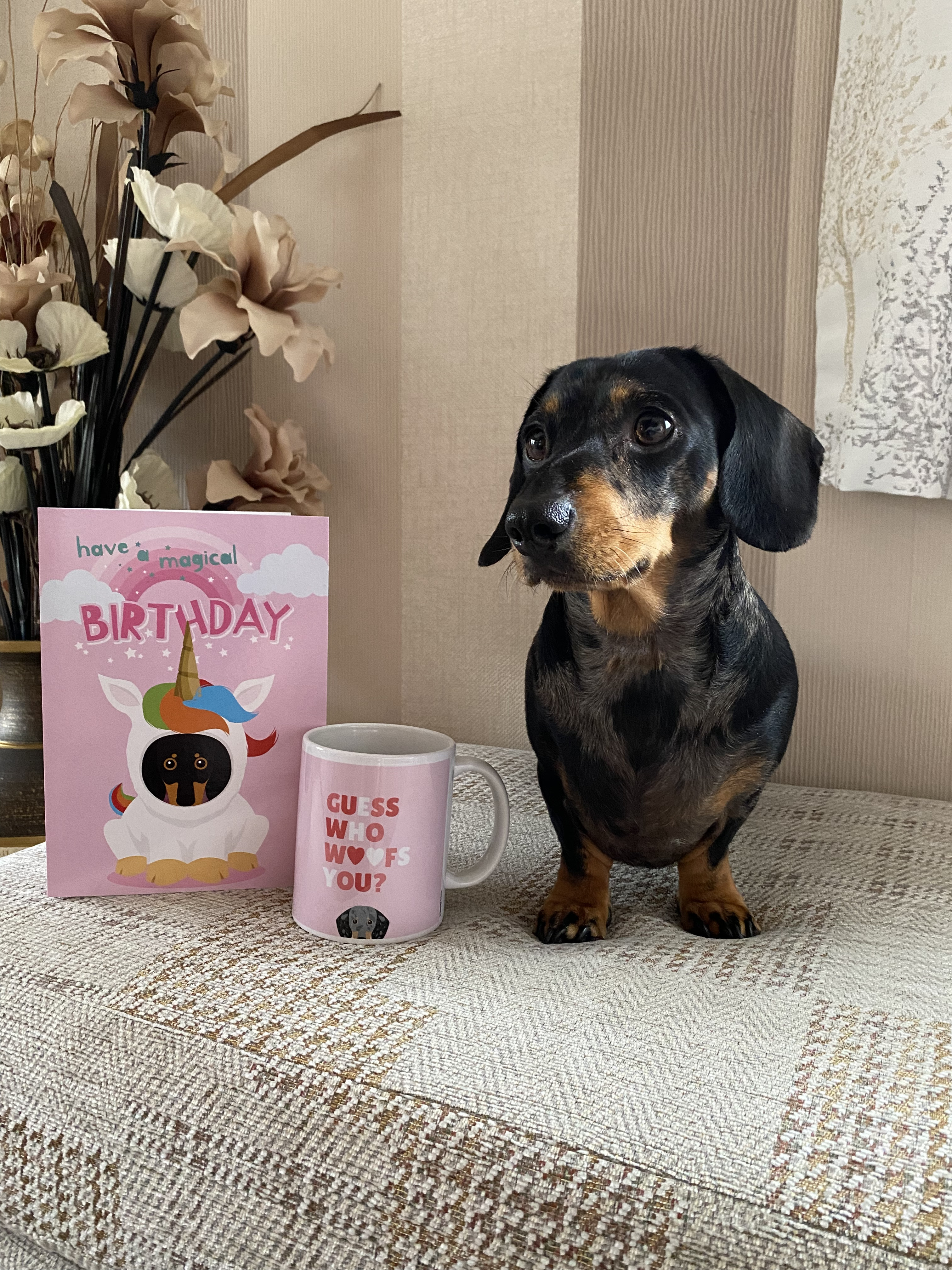 Customer photo of Magical Birthday Unicorn: Personalized Basenji Icon Card