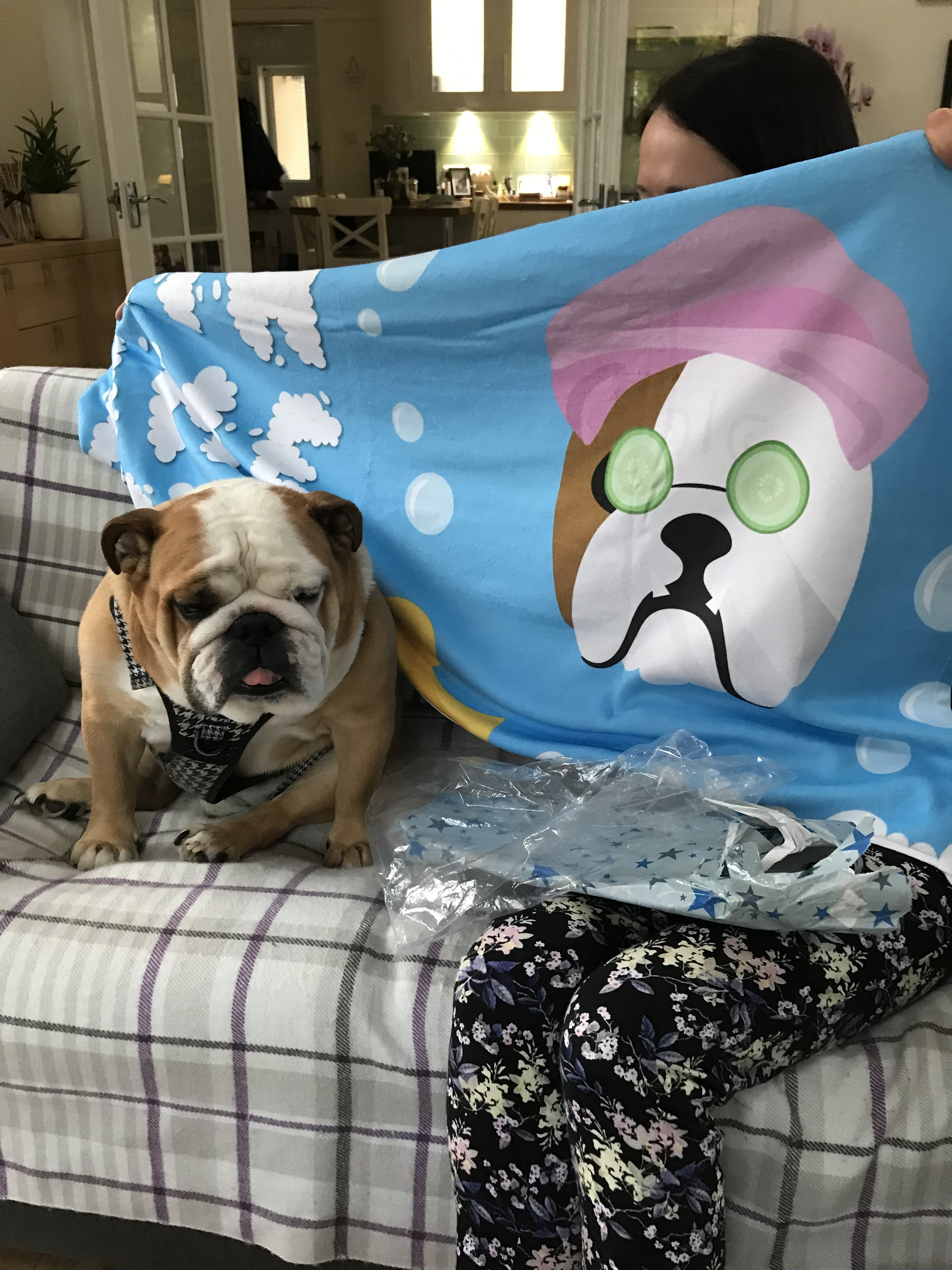 Customer photo of Bubble Bath Time: Personalised Dog Towel