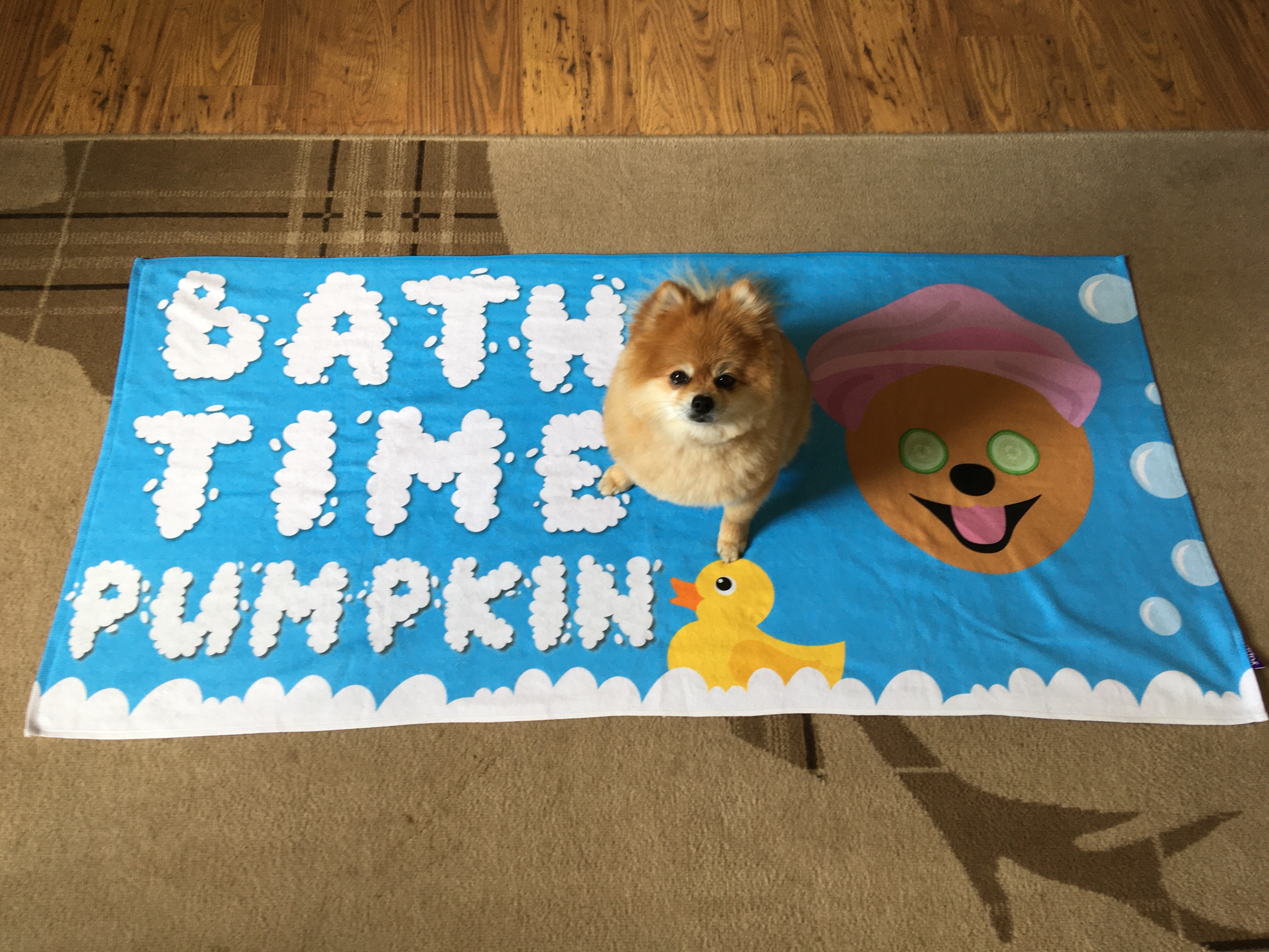 Customer photo of Bubble Bath Time: Personalised Dog Towel