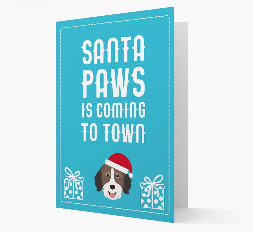 'Santa Paws is coming to town' Card with your {breedFullName} Christmas Icon