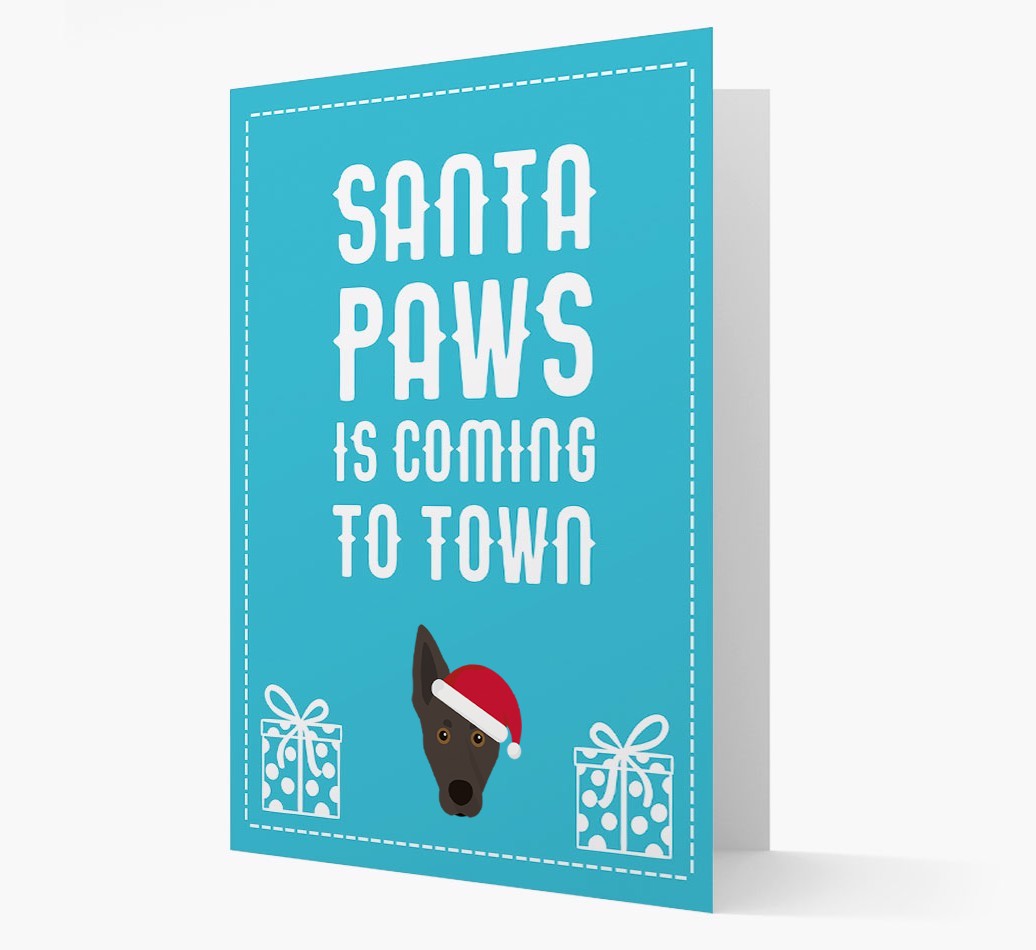 'Santa Paws is coming to town' Card with your {breedFullName} Christmas Icon