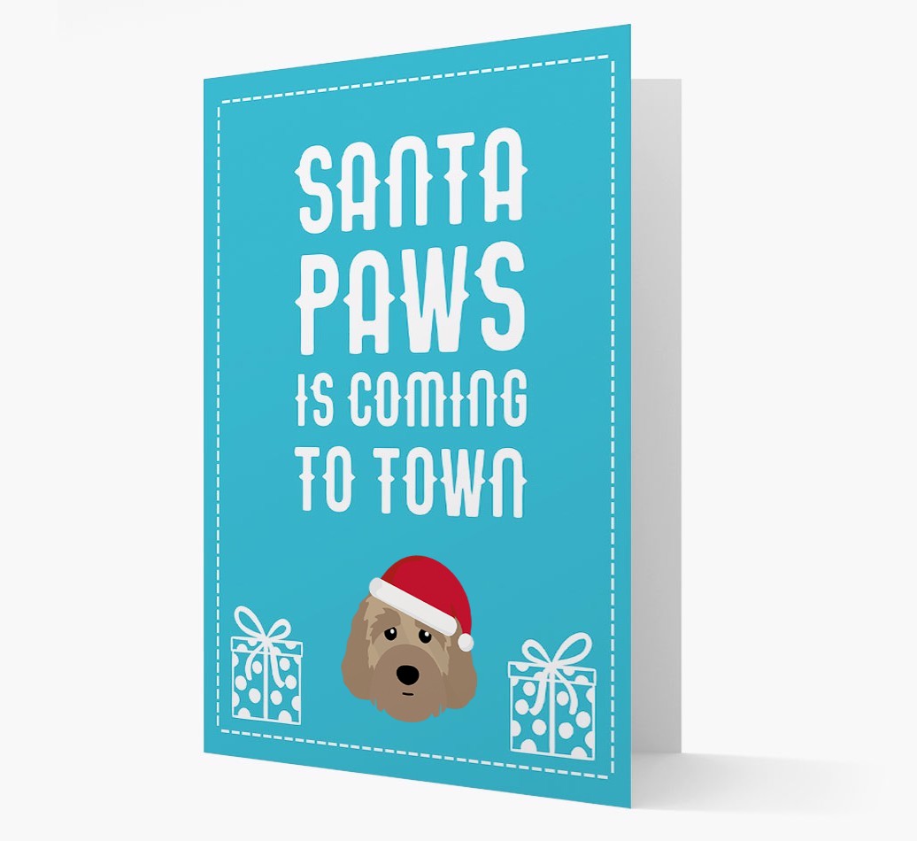 'Santa Paws is coming to town' Card with your {breedFullName} Christmas Icon