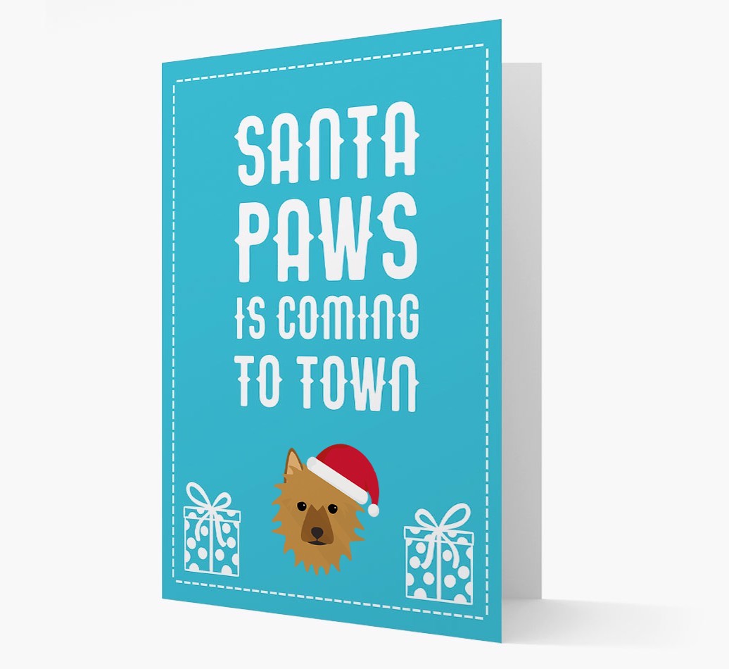 'Santa Paws is coming to town' Card with your {breedFullName} Christmas Icon