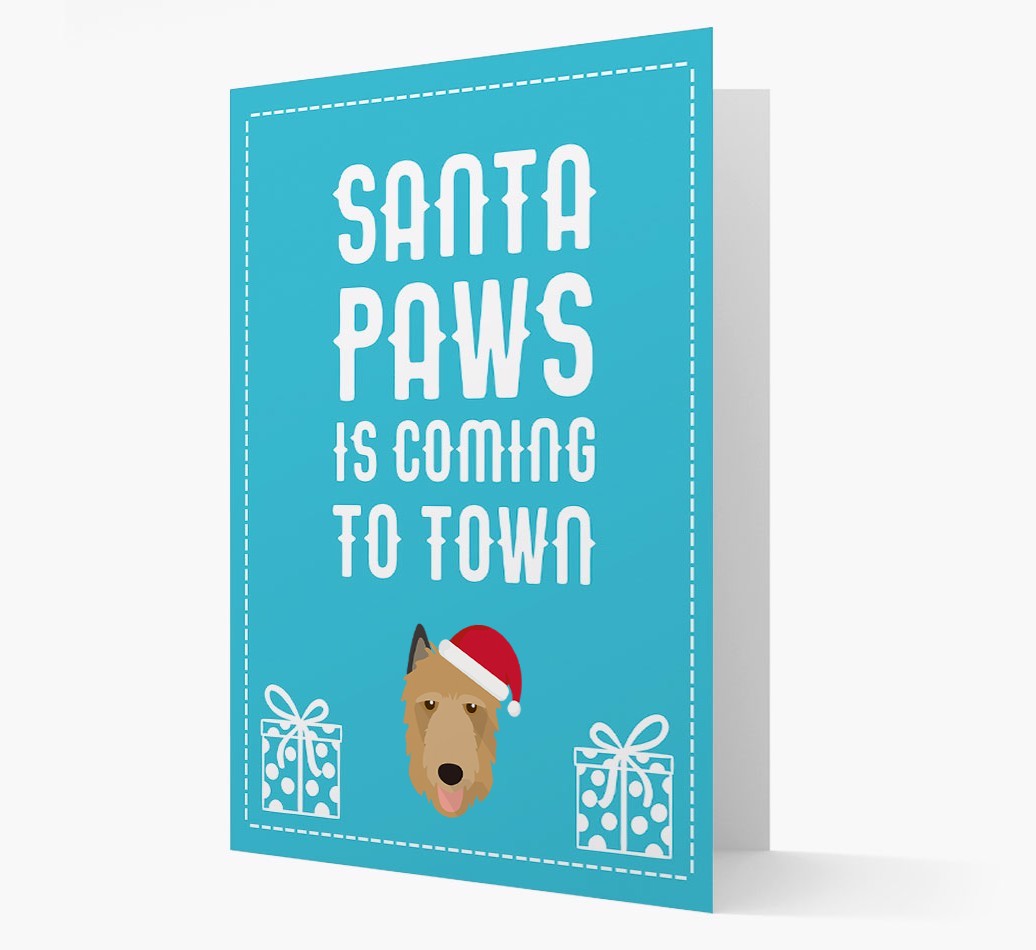 'Santa Paws is coming to town' Card with your {breedFullName} Christmas Icon