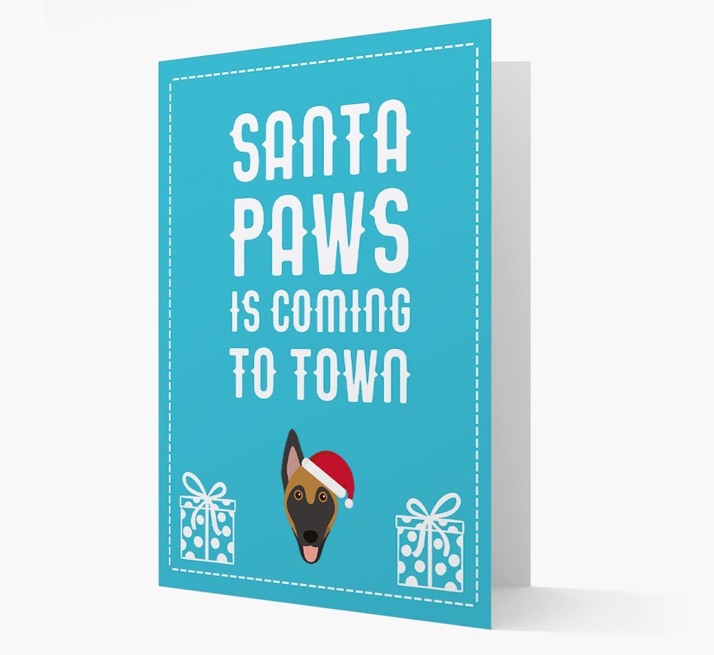 'Santa Paws is coming to town' Card with your {breedFullName} Christmas Icon