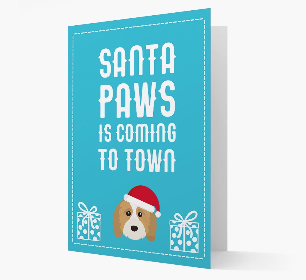 'Santa Paws is coming to town' Card with your {breedFullName} Christmas Icon