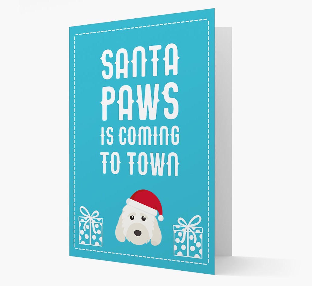 'Santa Paws is coming to town' Card with your {breedFullName} Christmas Icon