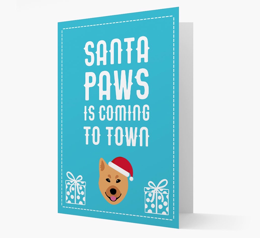 'Santa Paws is coming to town' Card with your {breedFullName} Christmas Icon