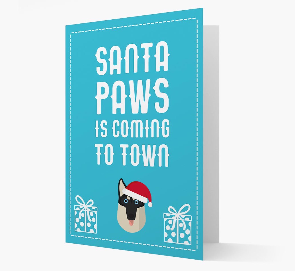 'Santa Paws is coming to town' Card with your {breedFullName} Christmas Icon