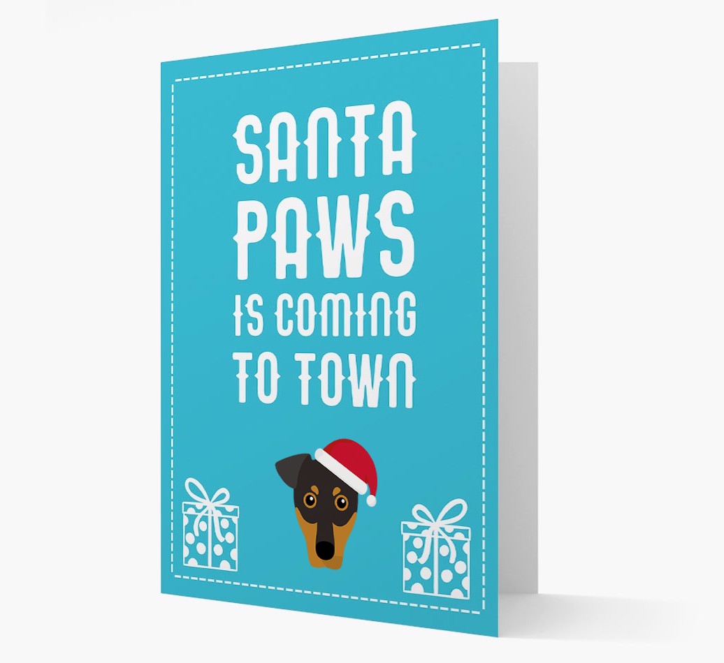 'Santa Paws is coming to town' Card with your {breedFullName} Christmas Icon