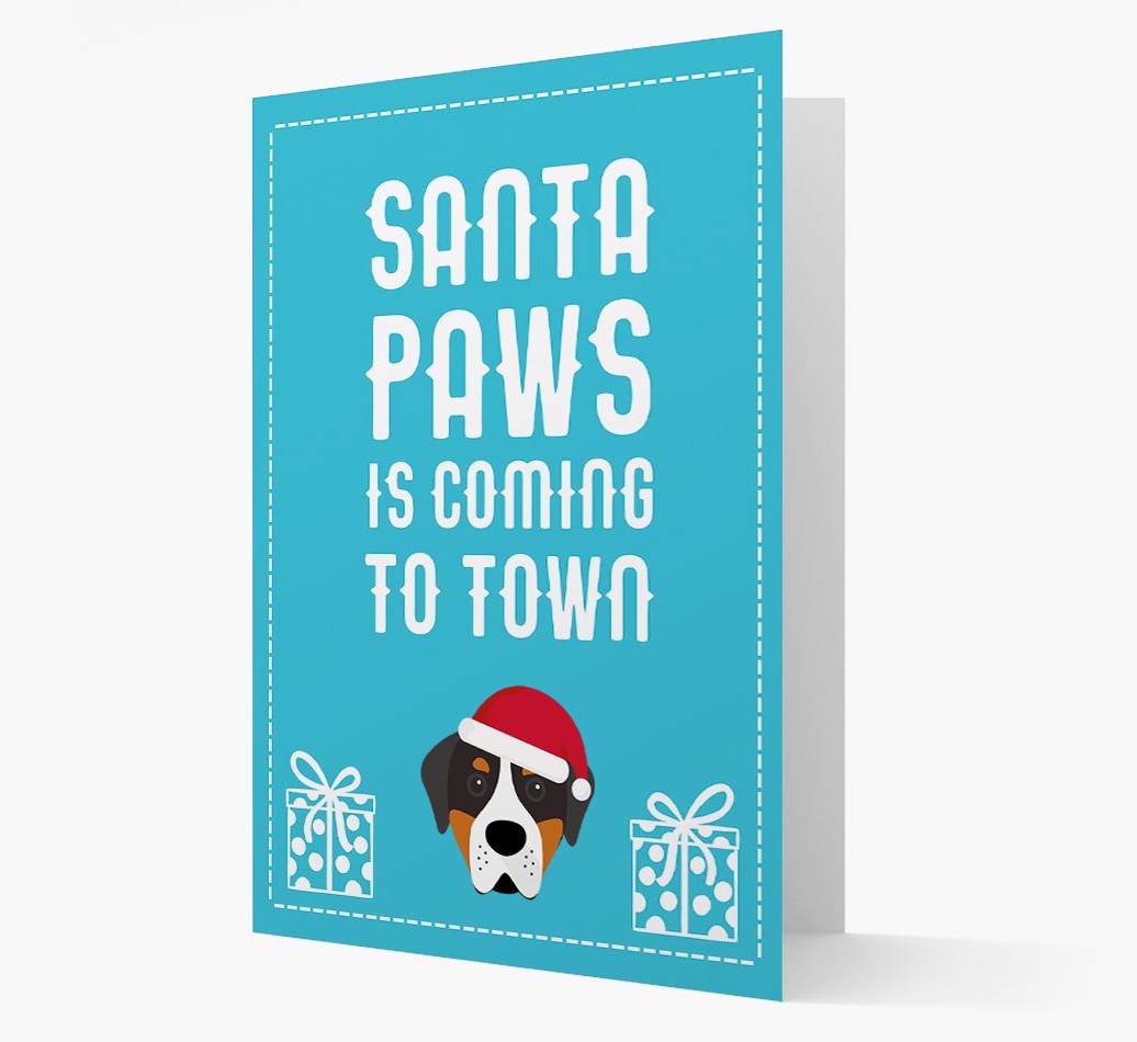 'Santa Paws is coming to town' Card with your {breedFullName} Christmas Icon