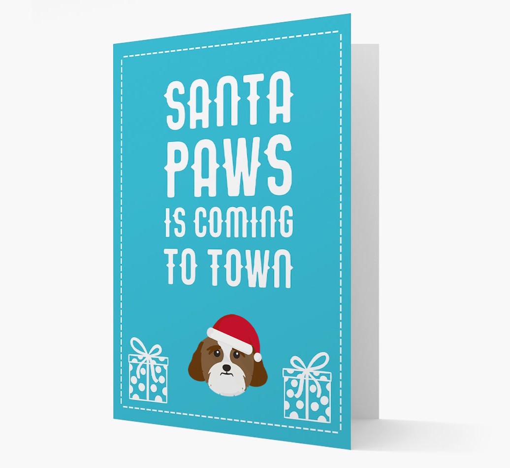 'Santa Paws is coming to town' Card with your {breedFullName} Christmas Icon