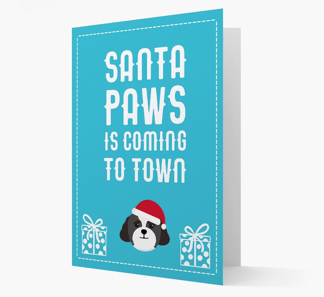 'Santa Paws is coming to town' Card with your {breedFullName} Christmas Icon
