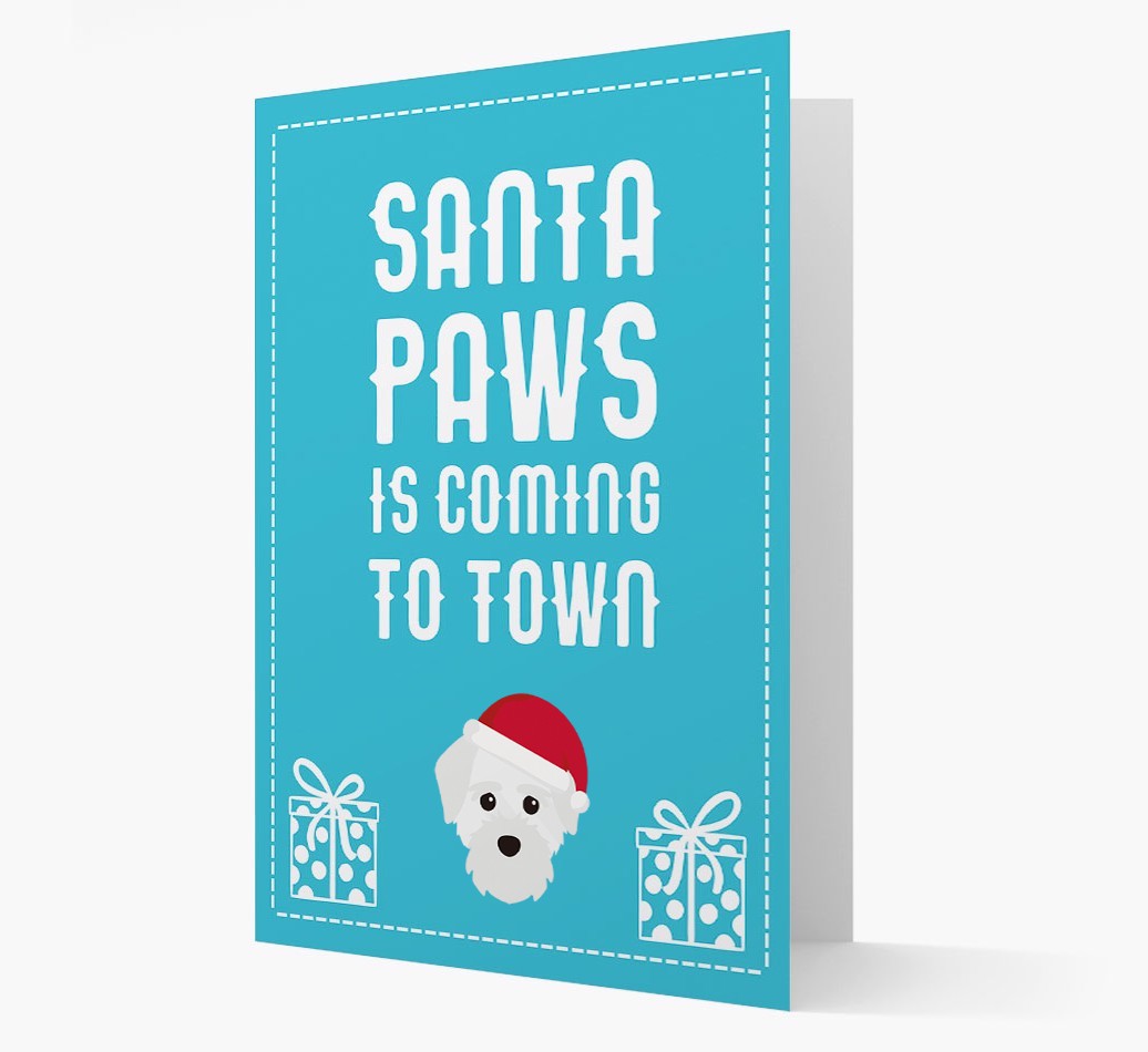 'Santa Paws is coming to town' Card with your {breedFullName} Christmas Icon