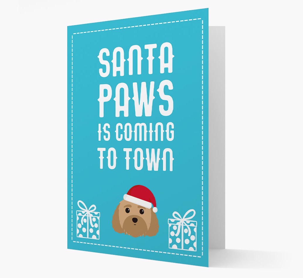 'Santa Paws is coming to town' Card with your {breedFullName} Christmas Icon