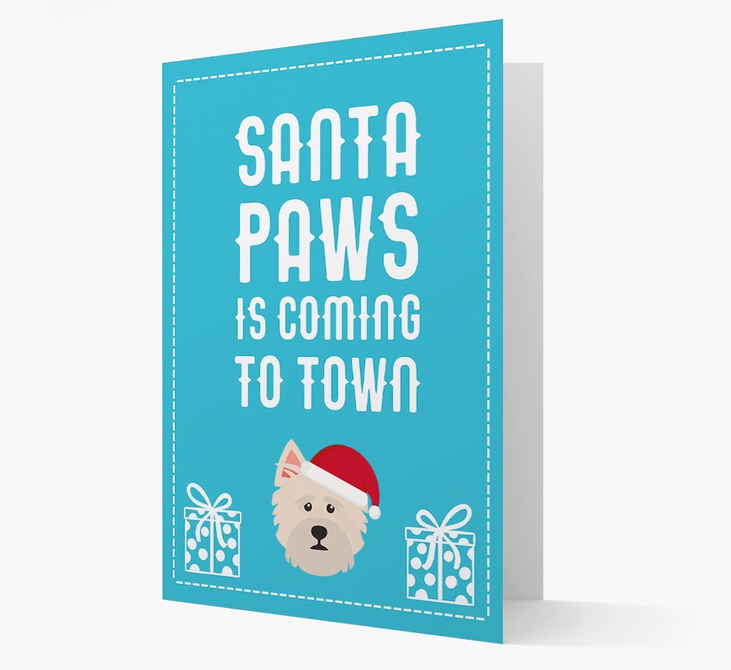 'Santa Paws is coming to town' Card with your {breedFullName} Christmas Icon