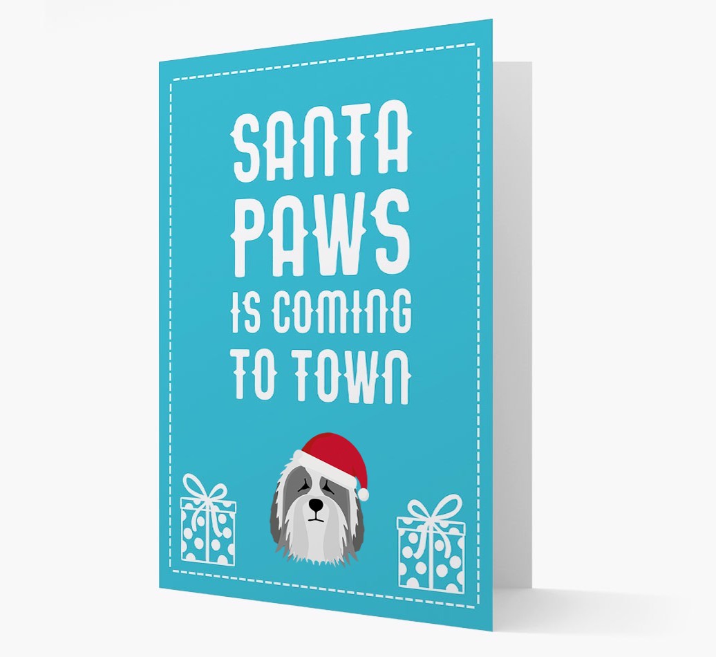 'Santa Paws is coming to town' Card with your {breedFullName} Christmas Icon