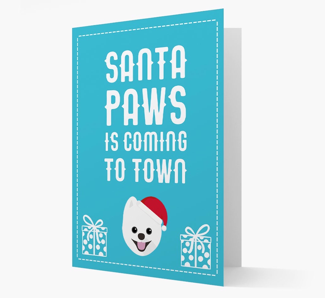 'Santa Paws is coming to town' Card with your {breedFullName} Christmas Icon