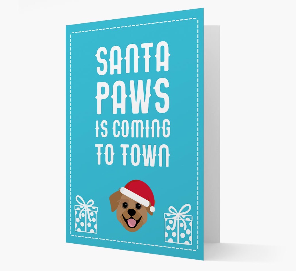 'Santa Paws is coming to town' Card with your {breedFullName} Christmas Icon