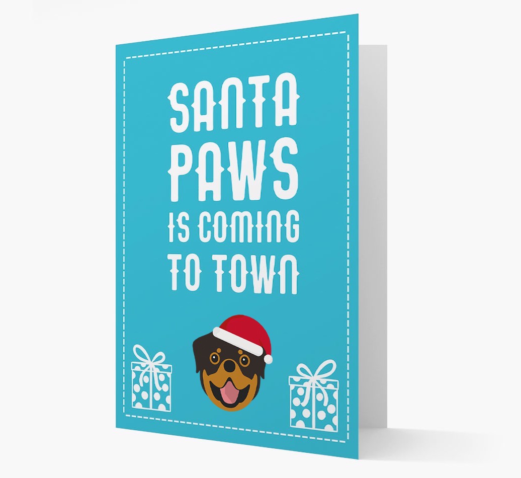 'Santa Paws is coming to town' Card with your {breedFullName} Christmas Icon