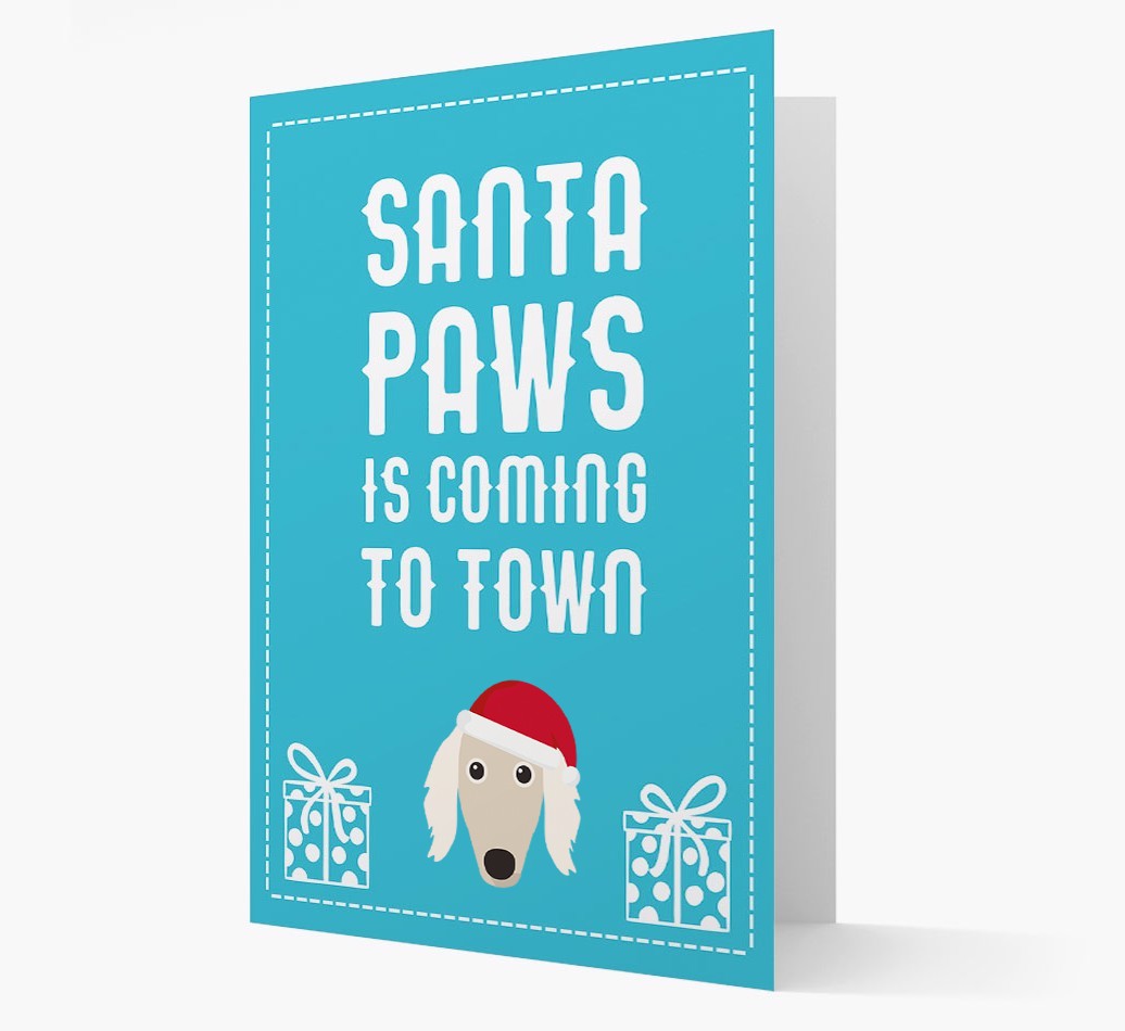 'Santa Paws is coming to town' Card with your {breedFullName} Christmas Icon