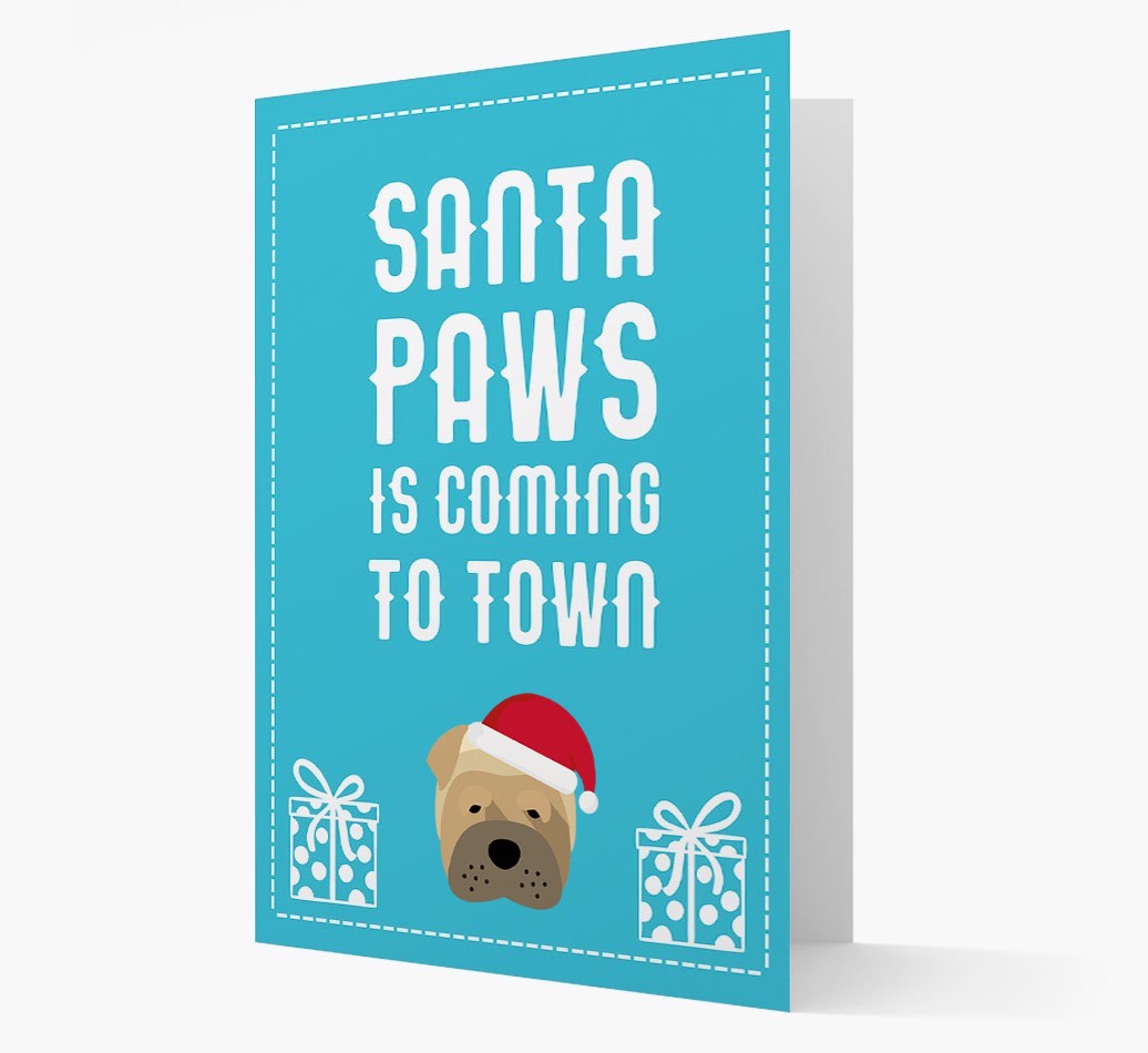 'Santa Paws is coming to town' Card with your {breedFullName} Christmas Icon