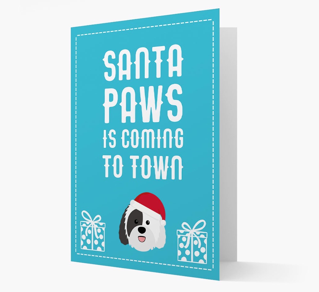 'Santa Paws is coming to town' Card with your {breedFullName} Christmas Icon