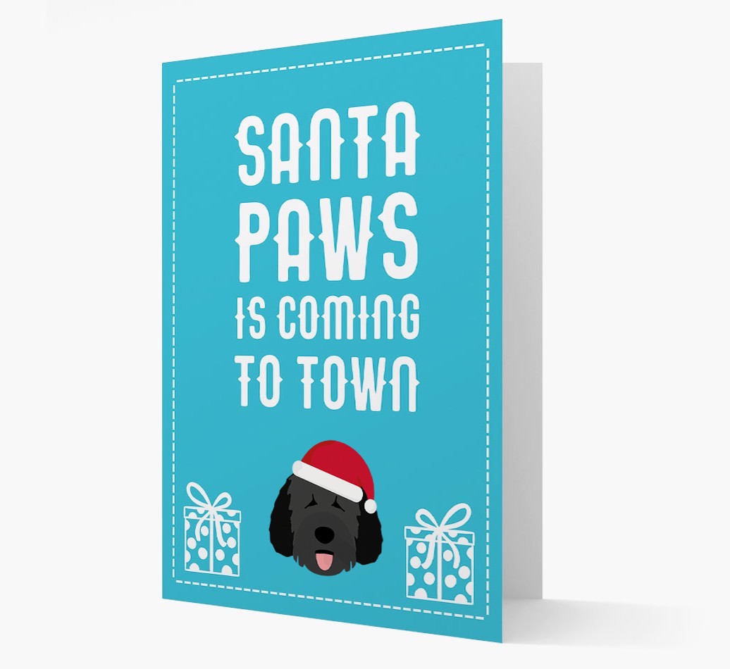'Santa Paws is coming to town' Card with your {breedFullName} Christmas Icon