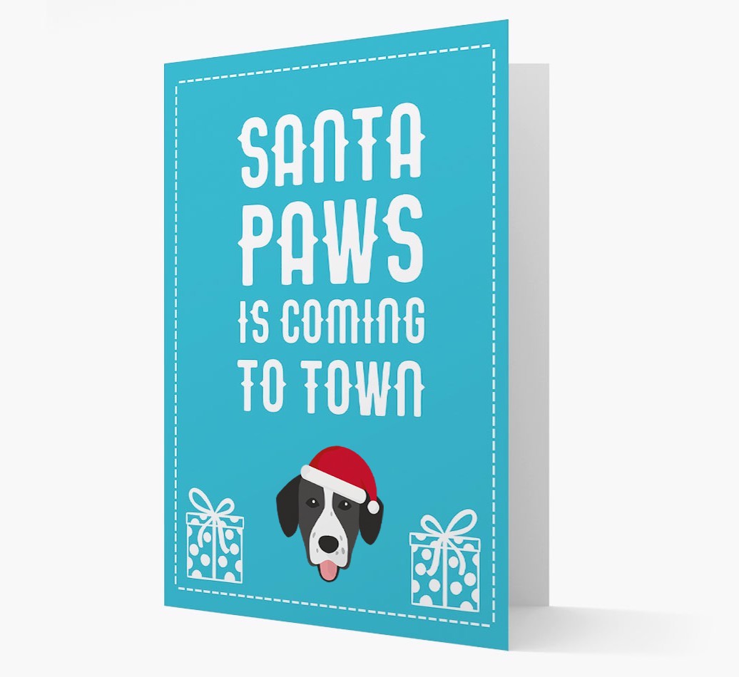 'Santa Paws is coming to town' Card with your {breedFullName} Christmas Icon
