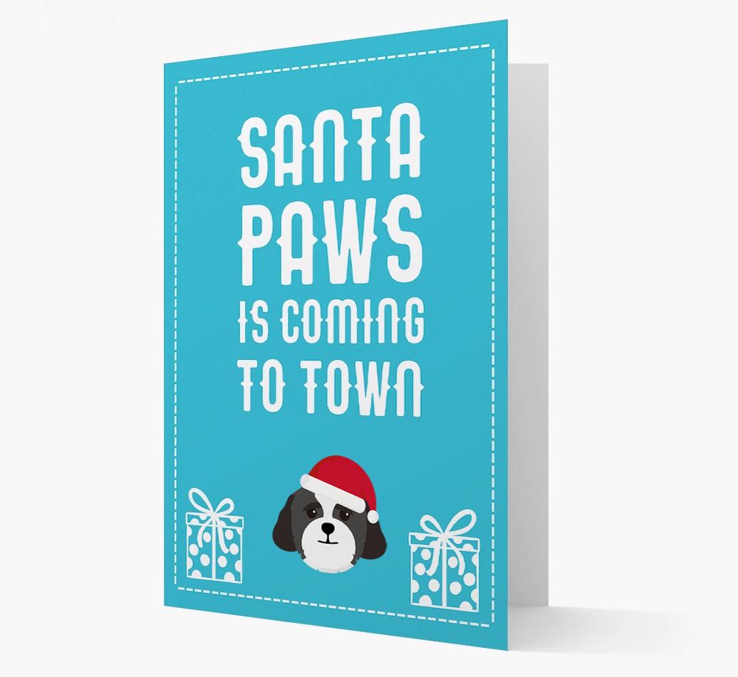 'Santa Paws is coming to town' Card with your {breedFullName} Christmas Icon
