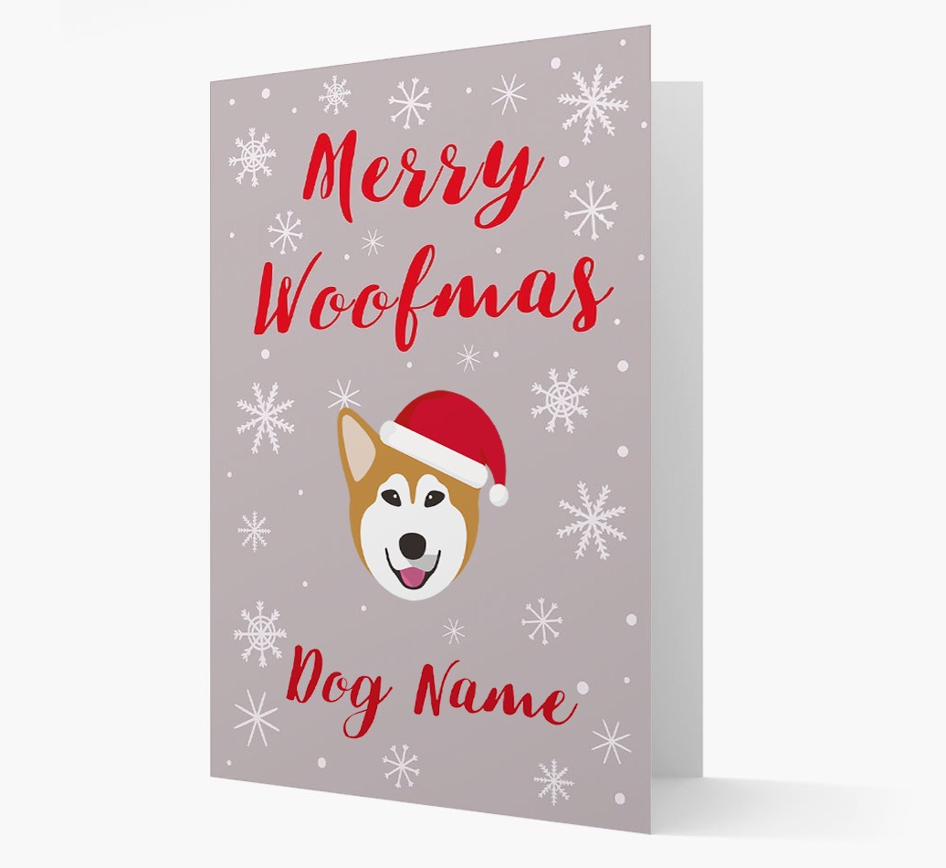 'Merry Woofmas {dogsName}' Card with your {breedFullName} Christmas Icon