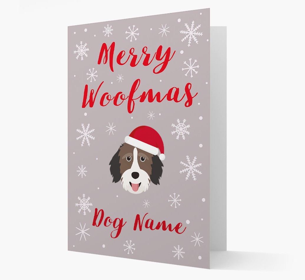 'Merry Woofmas {dogsName}' Card with your {breedFullName} Christmas Icon