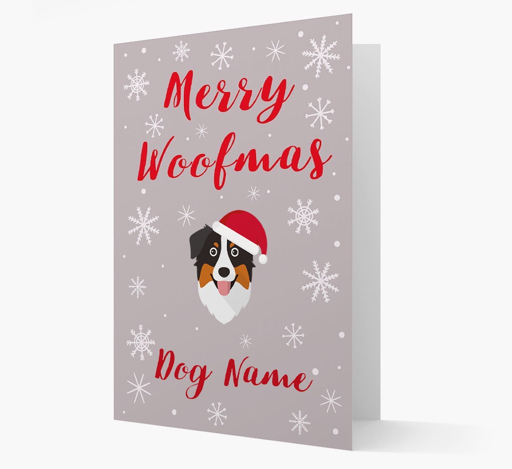'Merry Woofmas {dogsName}' Card with your {breedFullName} Christmas Icon