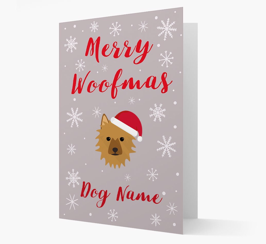 'Merry Woofmas {dogsName}' Card with your {breedFullName} Christmas Icon