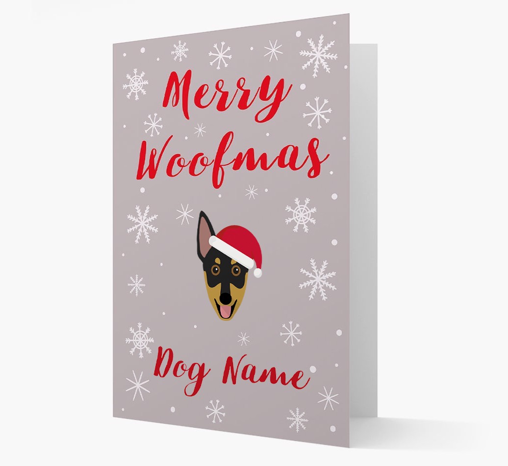 'Merry Woofmas {dogsName}' Card with your {breedFullName} Christmas Icon