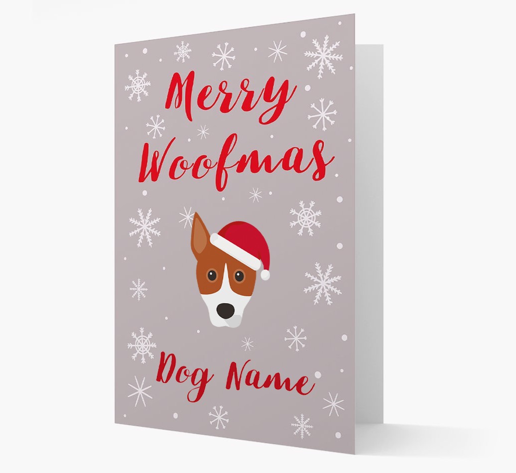 'Merry Woofmas {dogsName}' Card with your {breedFullName} Christmas Icon