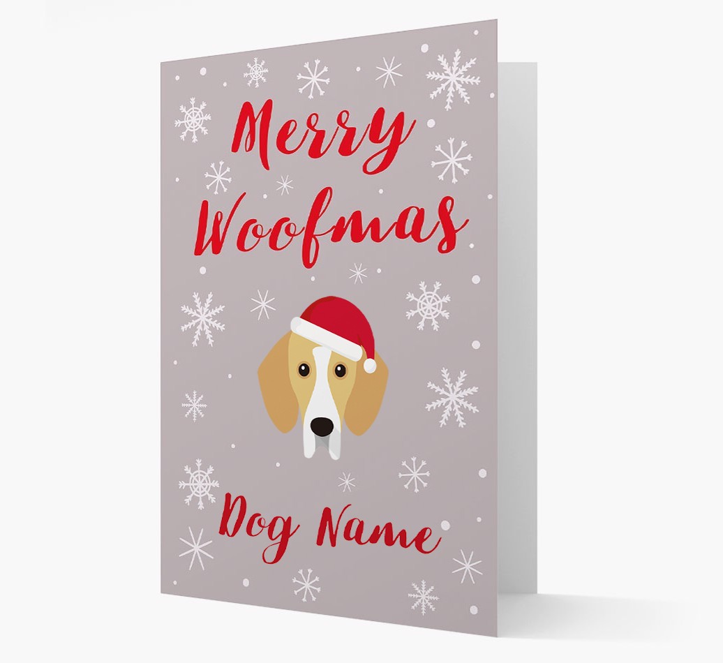 'Merry Woofmas {dogsName}' Card with your {breedFullName} Christmas Icon