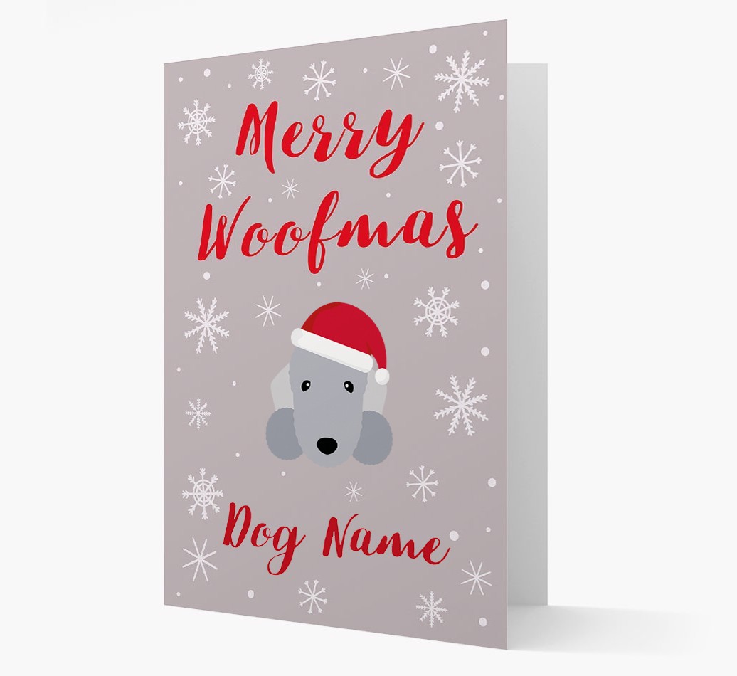 'Merry Woofmas {dogsName}' Card with your {breedFullName} Christmas Icon