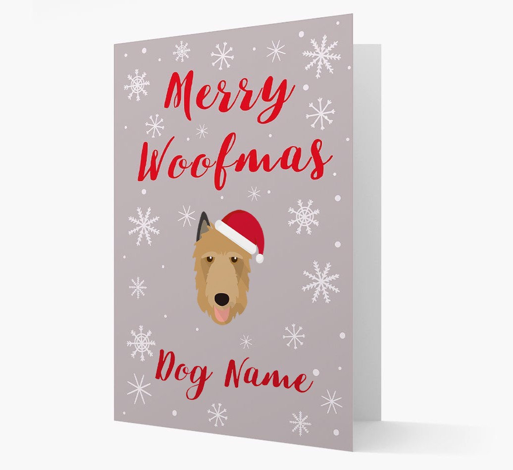'Merry Woofmas {dogsName}' Card with your {breedFullName} Christmas Icon