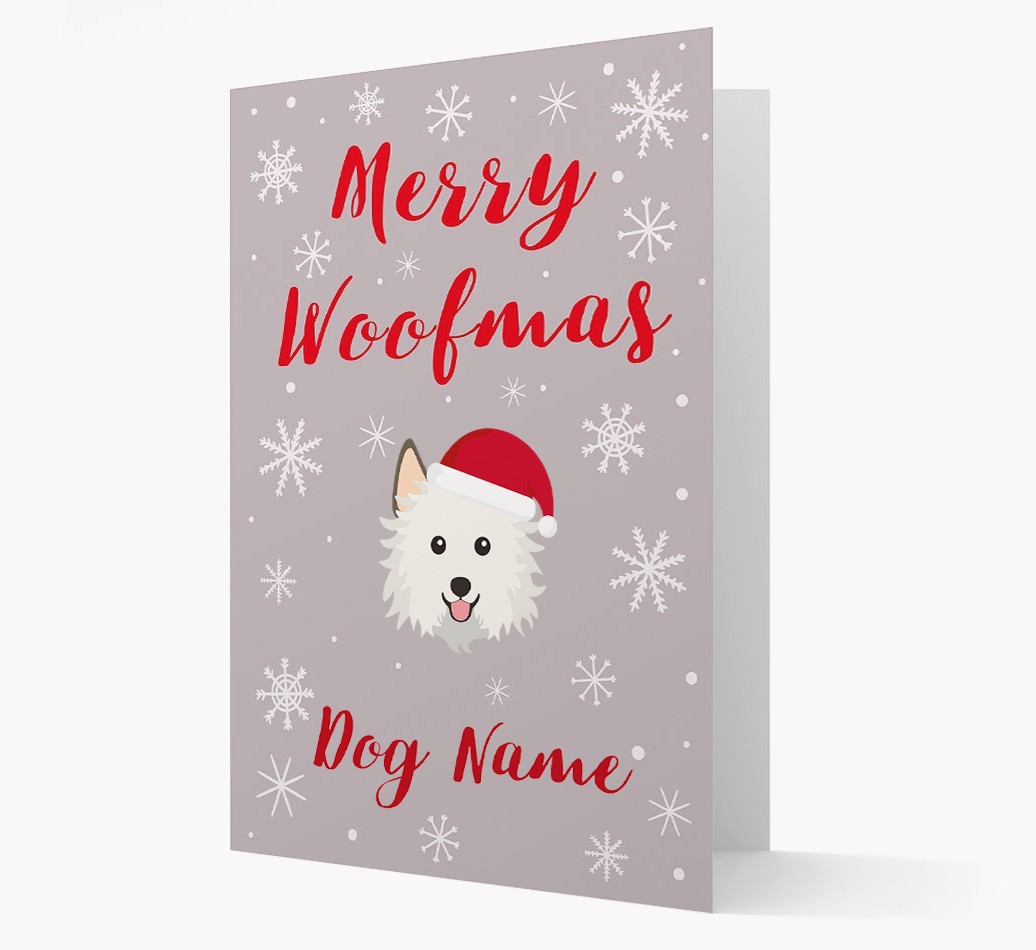 'Merry Woofmas {dogsName}' Card with your {breedFullName} Christmas Icon