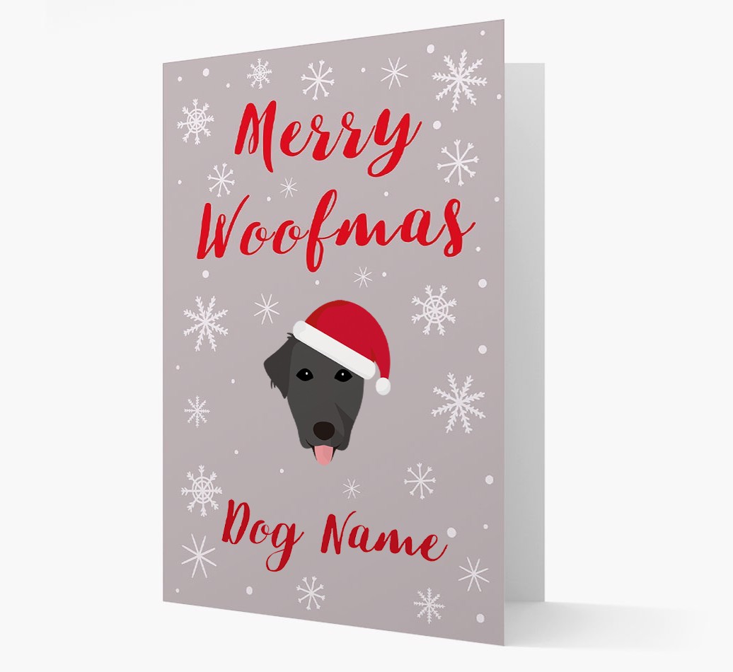 'Merry Woofmas {dogsName}' Card with your {breedFullName} Christmas Icon