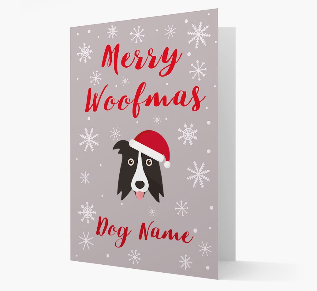 'Merry Woofmas {dogsName}' Card with your {breedFullName} Christmas Icon