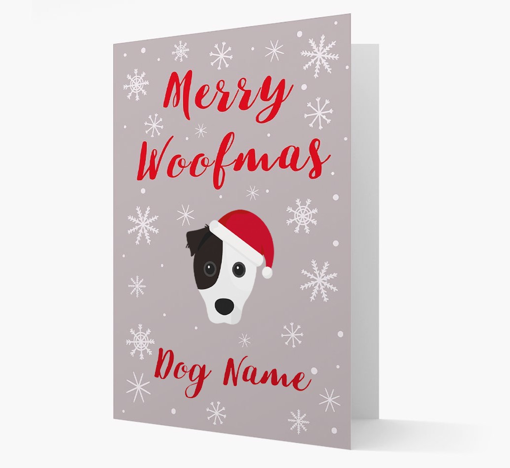 'Merry Woofmas {dogsName}' Card with your {breedFullName} Christmas Icon
