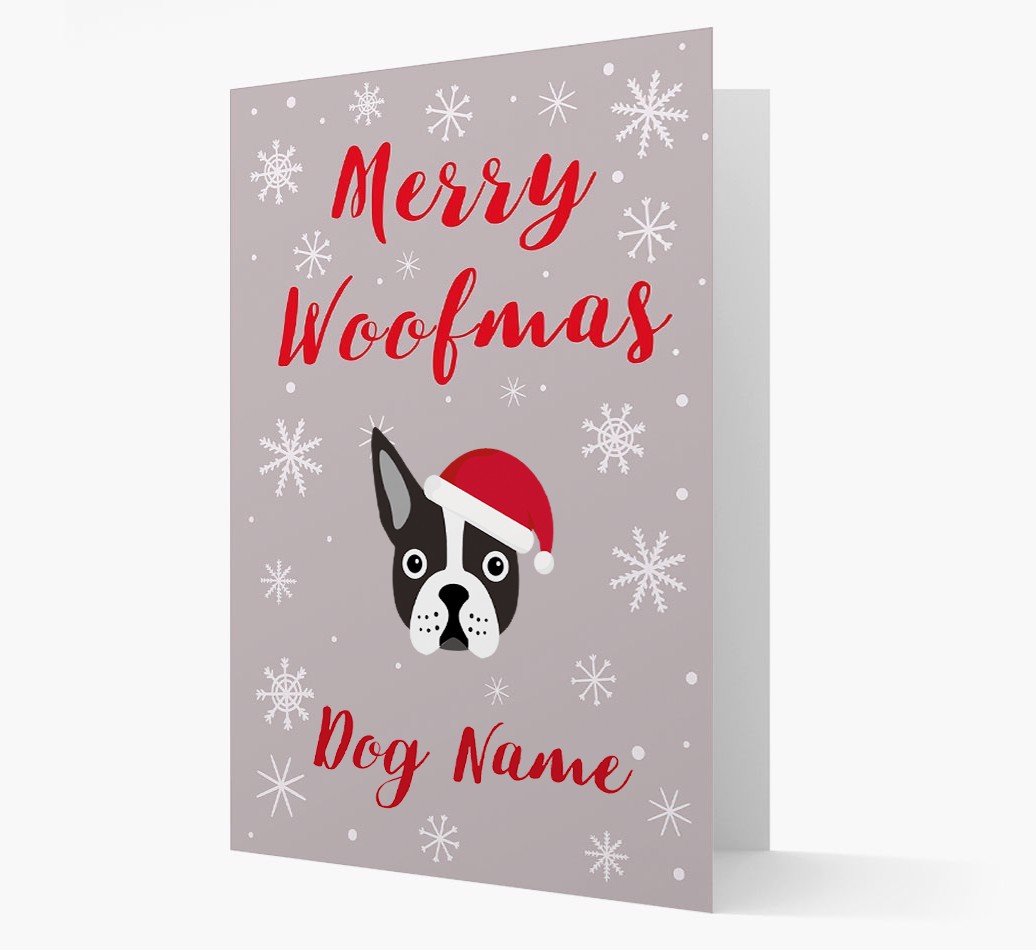 'Merry Woofmas {dogsName}' Card with your {breedFullName} Christmas Icon