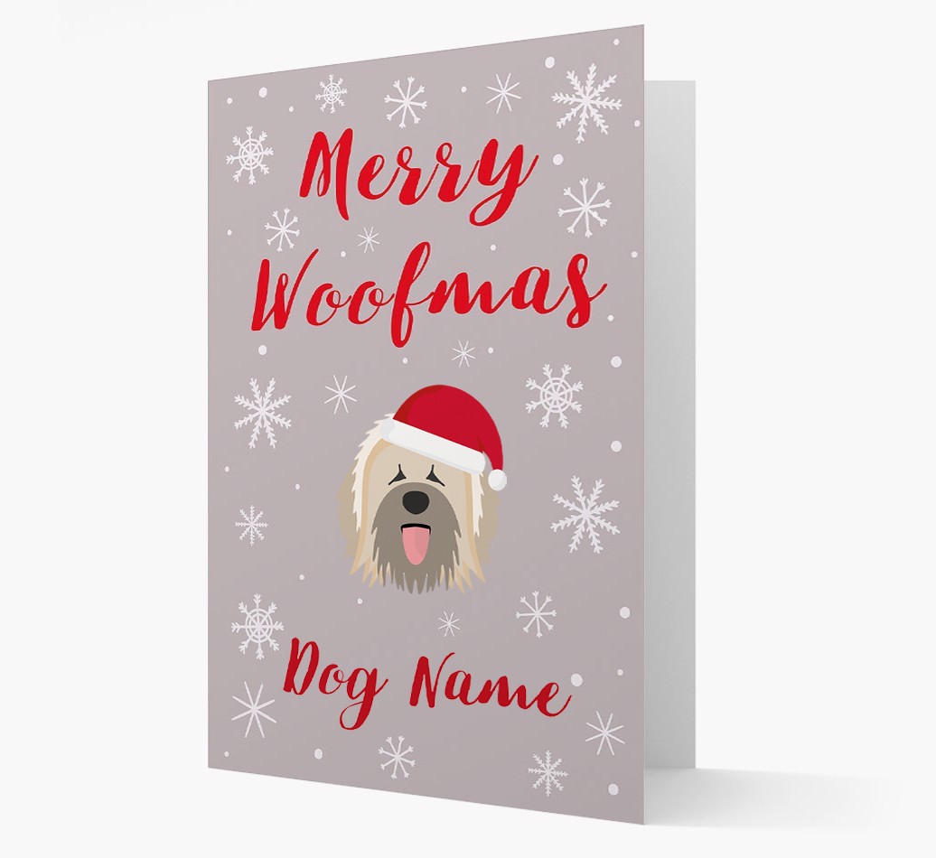'Merry Woofmas {dogsName}' Card with your {breedFullName} Christmas Icon