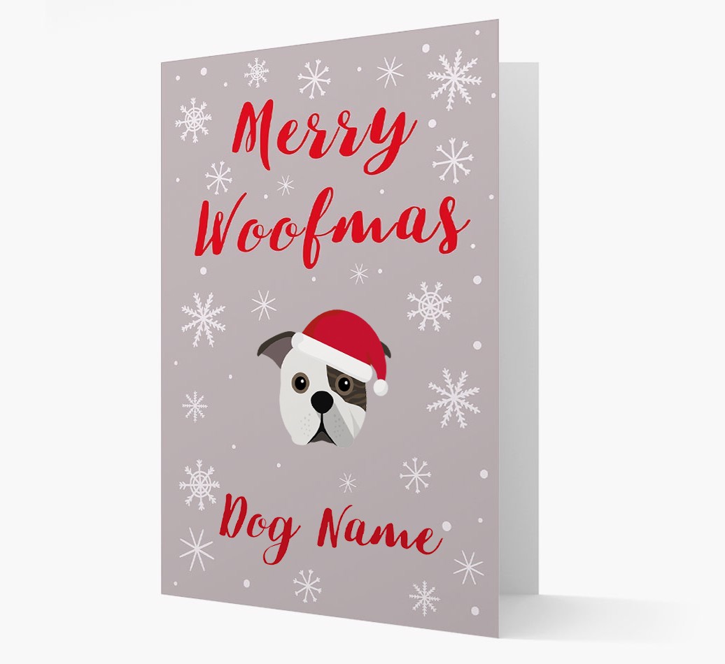 'Merry Woofmas {dogsName}' Card with your {breedFullName} Christmas Icon